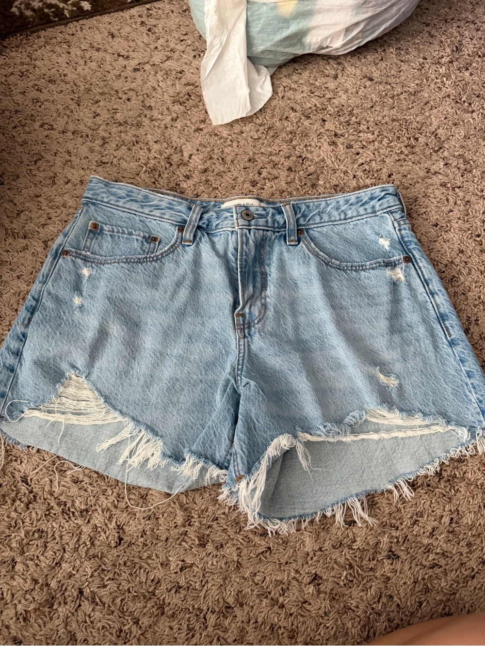 Abercrombie & Fitch Light Blue Distressed Jean Cutoff Shorts